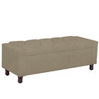 Calçadeira Baú Casal Estofada Valencia Veludo Bege Médio