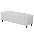 Calçadeira Baú Casal Estofada Valencia Veludo Branco