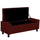 Calçadeira Baú Casal Estofada Valencia Veludo Marsala