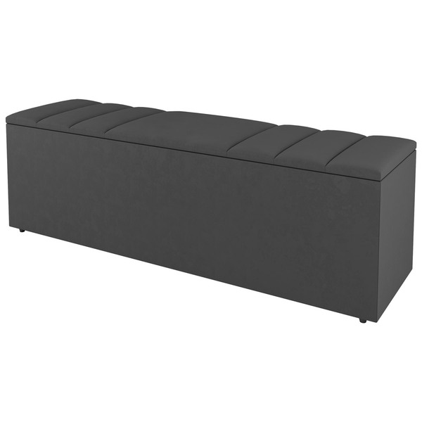 Calçadeira Baú Casal Grace 140cm Suede Cinza Escuro - Desk De