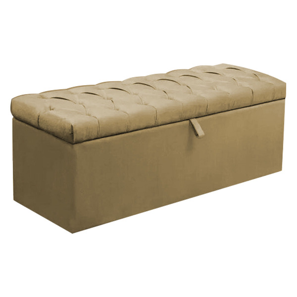 Calçadeira Baú Casal Itália 140 Cm Suede Cappucino - D A Decor