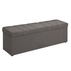 Calçadeira Baú Casal Kiara 140 Cm Suede Cinza - D A Decor