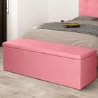 Calçadeira Baú Casal King 1,95m Berlim Suede Rosa Dal Poz Est