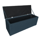 Calçadeira Baú Casal King 1,95m Londres Veludo Azul Marinho D