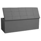 Calçadeira Baú Casal King 1,95m Roma Material Sintético Cinza