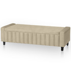 Calçadeira Baú Casal King Size Estofada Alicia Veludo Bege