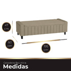 Calçadeira Baú Casal King Size Estofada Alicia Veludo Bege Mé