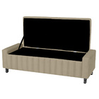 Calçadeira Baú Casal King Size Estofada Alicia Veludo Bege Mé