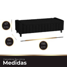 Calçadeira Baú Casal King Size Estofada Alicia Veludo Preto