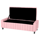 Calçadeira Baú Casal King Size Estofada Alicia Veludo Rosa Be