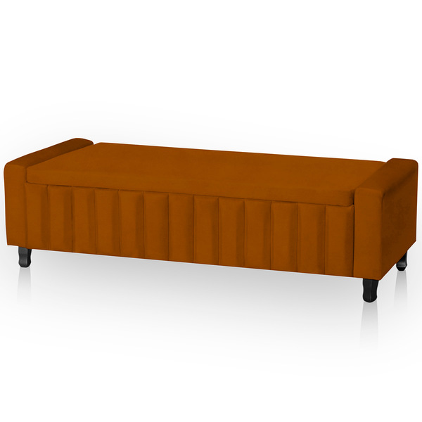 Calçadeira Baú Casal King Size Estofada Alicia Veludo Terraco