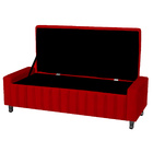 Calçadeira Baú Casal King Size Estofada Alicia Veludo Vermelho