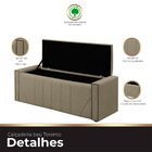 Calçadeira Baú Casal King Size Estofada Toronto Veludo Bege M