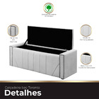 Calçadeira Baú Casal King Size Estofada Toronto Veludo Branco