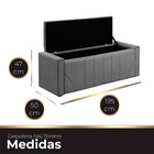 Calçadeira Baú Casal King Size Estofada Toronto Veludo Cinza