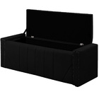 Calçadeira Baú Casal King Size Estofada Toronto Veludo Preto