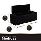 Calçadeira Baú Casal King Size Estofada Toronto Veludo Preto