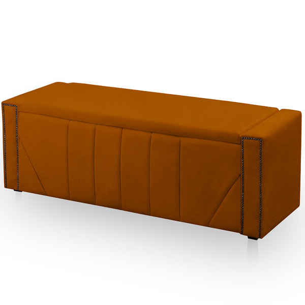 Calçadeira Baú Casal King Size Estofada Toronto Veludo Terrac
