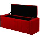 Calçadeira Baú Casal King Size Estofada Toronto Veludo Vermel