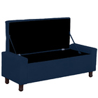 Calçadeira Baú Casal King Size Estofada Valencia Veludo Azul