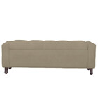 Calçadeira Baú Casal King Size Estofada Valencia Veludo Bege