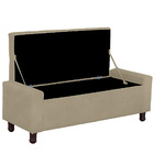 Calçadeira Baú Casal King Size Estofada Valencia Veludo Bege