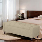 Calçadeira Baú Casal King Size Estofada Valencia Veludo Bege