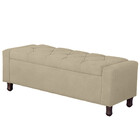 Calçadeira Baú Casal King Size Estofada Valencia Veludo Bege