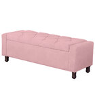 Calçadeira Baú Casal King Size Estofada Valencia Veludo Rosa