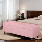 Calçadeira Baú Casal King Size Estofada Valencia Veludo Rosa