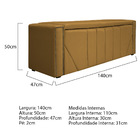 Calçadeira Baú Casal Minsk P02 140 Cm Para Cama Box Suede - A