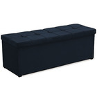 Calçadeira Baú Casal Poliana 140 Cm Suede Azul Marinho - D A