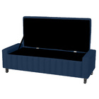 Calçadeira Baú Casal Queen Estofada Alicia Veludo Azul Marinho