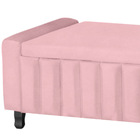 Calçadeira Baú Casal Queen Estofada Alicia Veludo Rosa Bebe