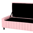 Calçadeira Baú Casal Queen Estofada Alicia Veludo Rosa Bebe