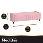 Calçadeira Baú Casal Queen Estofada Alicia Veludo Rosa Bebe