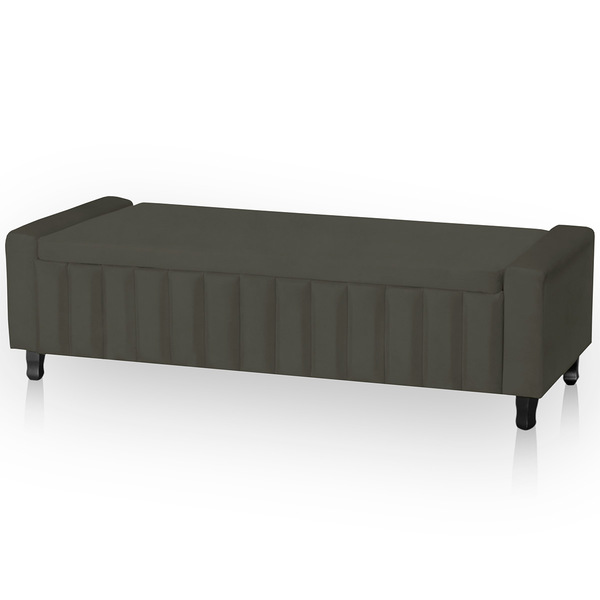 Calçadeira Baú Casal Queen Estofada Alicia Veludo Tabaco