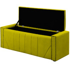 Calçadeira Baú Casal Queen Estofada Toronto Veludo Amarelo