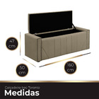 Calçadeira Baú Casal Queen Estofada Toronto Veludo Bege Médio