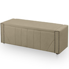 Calçadeira Baú Casal Queen Estofada Toronto Veludo Bege Médio