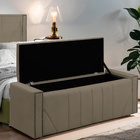 Calçadeira Baú Casal Queen Estofada Toronto Veludo Capuccino