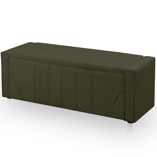 Calçadeira Baú Casal Queen Estofada Toronto Veludo Chocolate