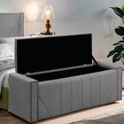 Calçadeira Baú Casal Queen Estofada Toronto Veludo Cinza Claro