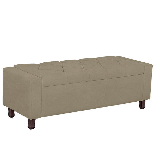 Calçadeira Baú Casal Queen Estofada Valencia Veludo Bege Médio