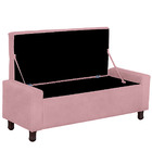 Calçadeira Baú Casal Queen Estofada Valencia Veludo Rosa Bebe