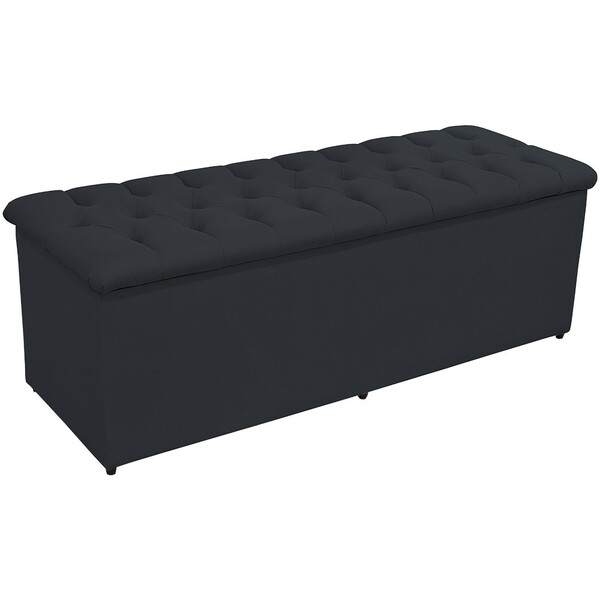 Calçadeira Baú Decorativa Amy L02 Capitonê Suede Preto 160x50