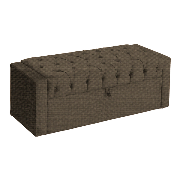 Calçadeira Báu Emma Linho Cores - Ds Estofados - Casal - Cacau