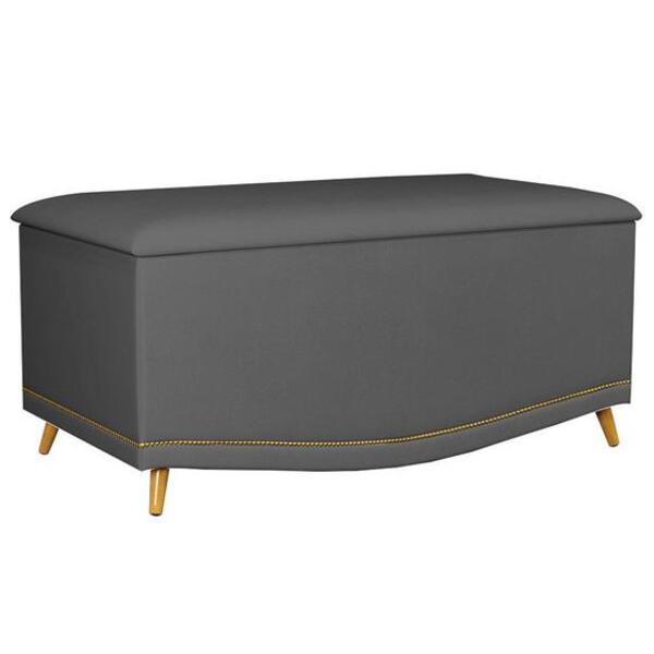 Calçadeira Baú Estofada Kate Casal 140 Cm  Suede  Cinza - Wed