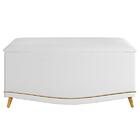 Calçadeira Baú Estofada Kate Queen 160 Cm  Suede Branco - Wed