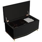 Calçadeira Baú Estofada Kate Solteiro 90 Cm  Suede Preto - We